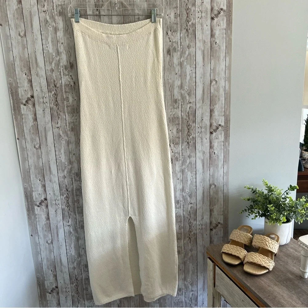 Free People FP Beach Cream Textured Maxi Tube Dress Resort Medium - Picture 2 of 4